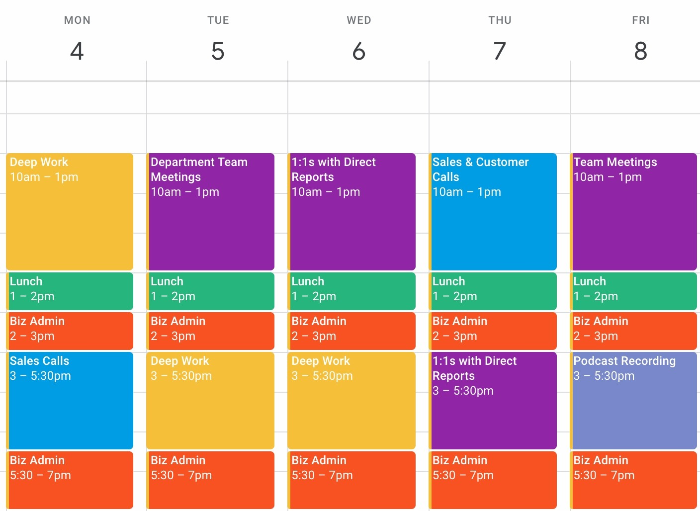 Time Blocking Excel Template