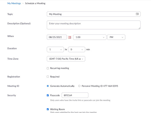 schedule zoom meeting login