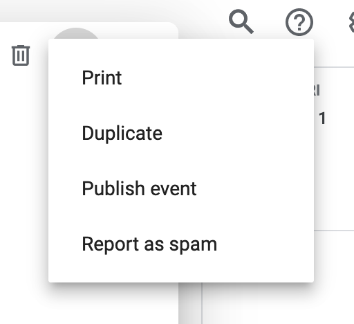 Apple Calendar "Report as spam" drop down.