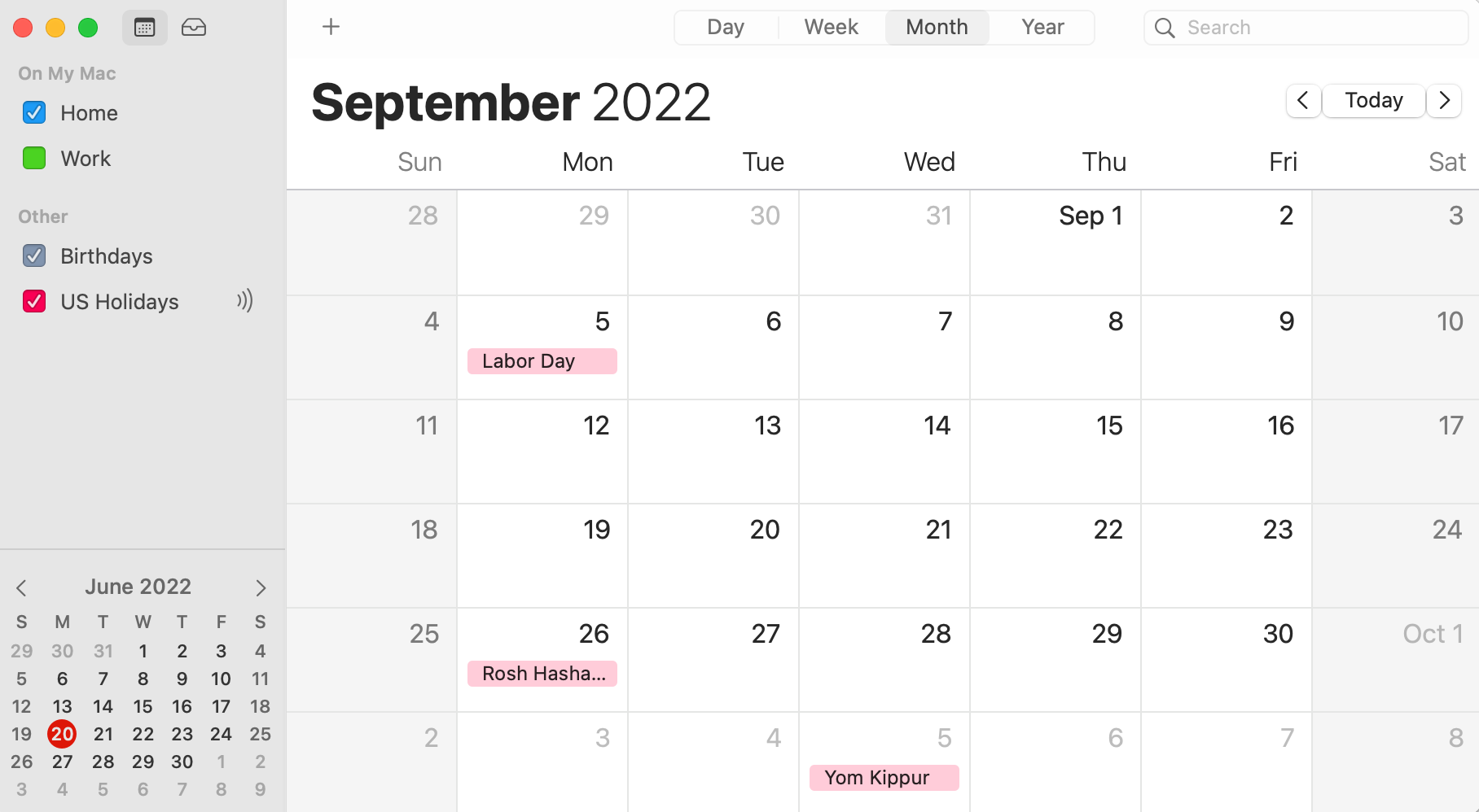 Apple Calendar view.