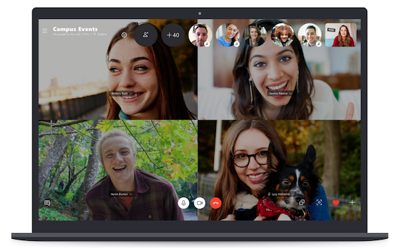 A four-way video call on Skype.
