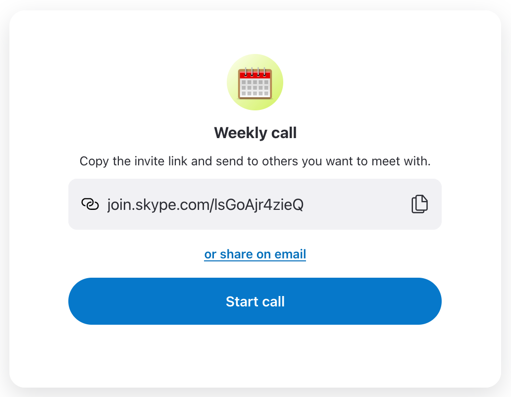 A Skype Meet Now link example.